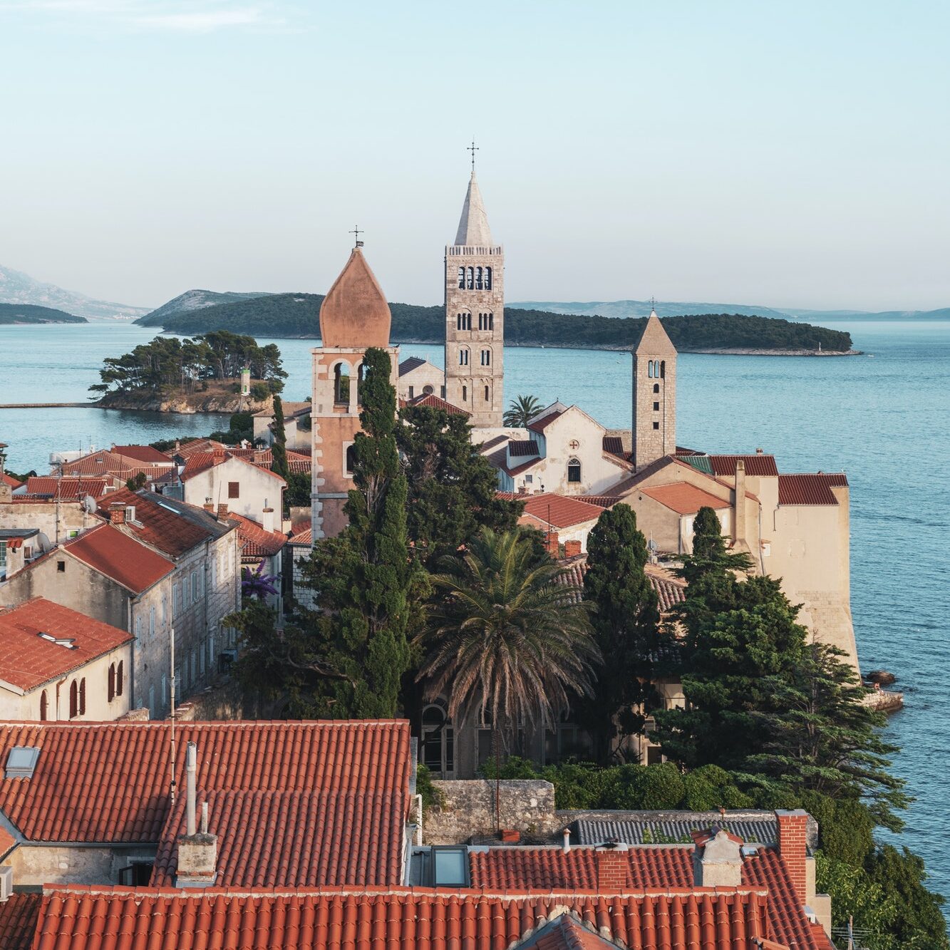 Famous beautiful Rab town with its towers. Rab island, Croatia